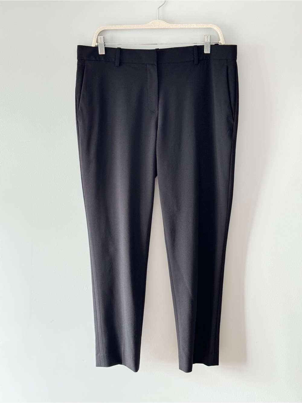 Theory "Testra O Sevona" Black Virgin Wool Blend Trousers - Size 12